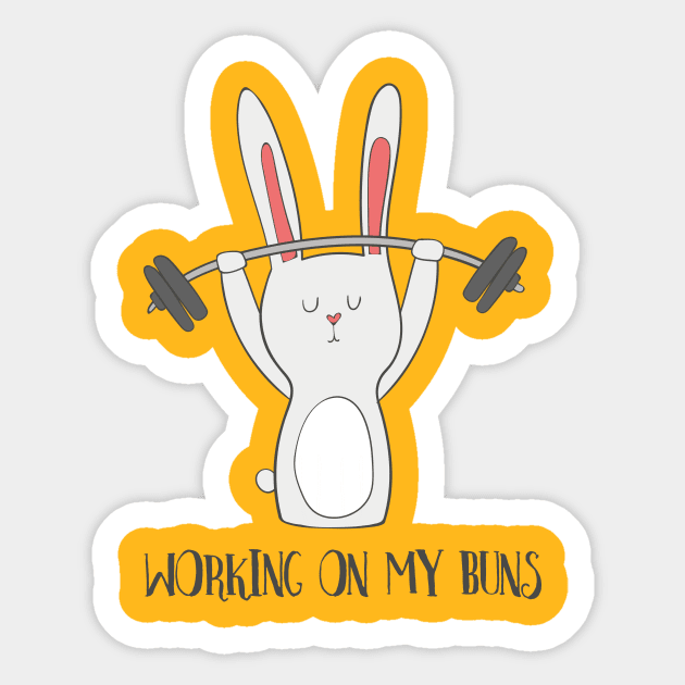 Working On My Buns, Funny Gym Rabbit Bunny Sticker by Dreamy Panda Designs
